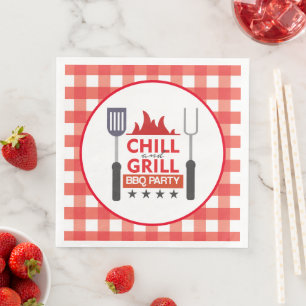 Servilleta De Papel De Cena Cute chill y parrilla fiesta bbq
