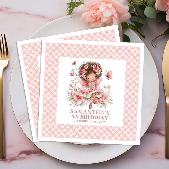 Servilleta De Papel De Cena Cute Fairy Girl 2nd Birthday Blush Pink napkins (Cute Fairy Girl 2nd Birthday Blush Pink napkins)