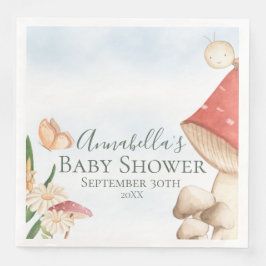 Servilleta De Papel De Cena Cute Garden Mushrooms y Ladybug Baby Shower