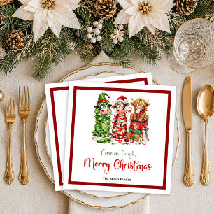 Servilleta De Papel De Cena Cute Navidad original vaca cartoon navideña servil