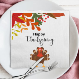 Servilleta De Papel De Cena Cute Otoño Turco Ave Feliz Día de Gracias