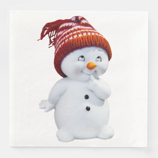 SERVILLETA DE PAPEL DE CENA CUTE PLAYFUL SNOWMAN (Anverso)