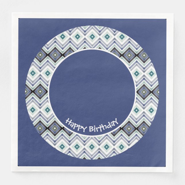Servilleta De Papel De Cena Decorativo Blue Happy Birday Paper Cena (Anverso)