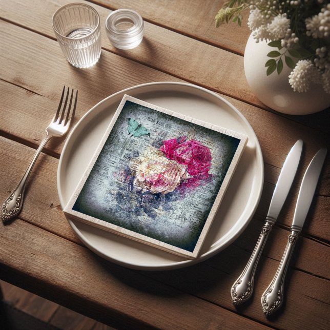 Servilleta De Papel De Cena Decoup de prensa de mariposa floral de Ephemera (Subido por el creador)