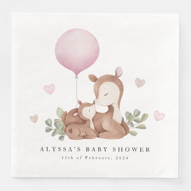 Servilleta De Papel De Cena Deer Baby Shower Napkins (Anverso)