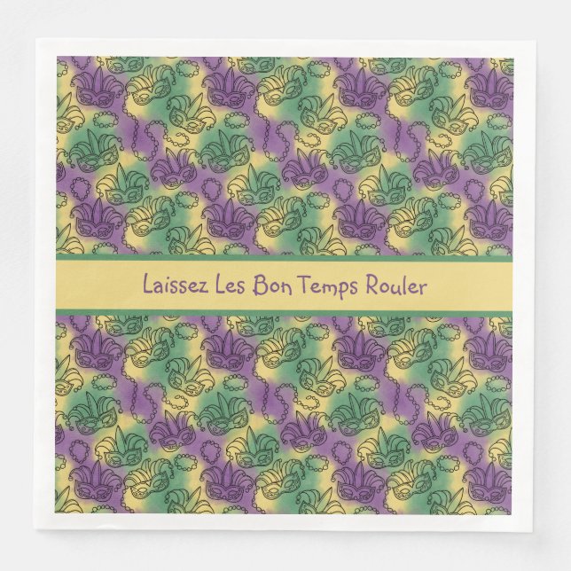 Servilleta De Papel De Cena Dejad que los buenos tiempos rueden Mardi Gras (Anverso)