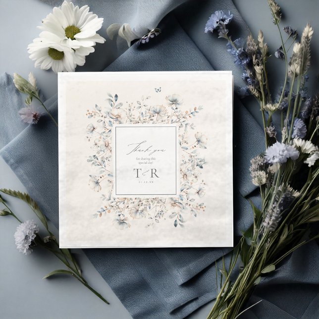 Servilleta De Papel De Cena Delicado borde de flores silvestres Gracias ID1102 (Subido por el creador)