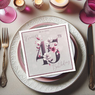 Servilleta De Papel De Cena Delicado Personalizable Floral 45º cumpleaños