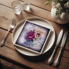 Servilleta De Papel De Cena Desenlace de la Red Rose Floral Ephemera