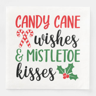 Servilleta De Papel De Cena Deseos de cane y besos de mistletoe