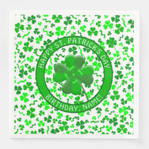 Servilleta De Papel De Cena Día de San Patricio Cumpleaños Tréboles Personaliz