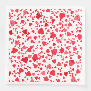 Servilleta De Papel De Cena Día de San Valentín Corazones de Confeti Rojo Patr