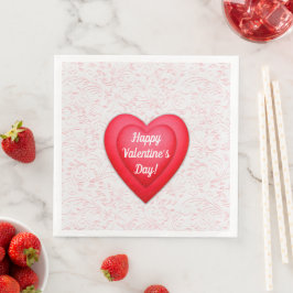 Servilleta De Papel De Cena Día de San Valentín Corazones Rojos Elegantes