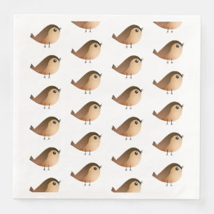 Servilleta De Papel De Cena Dibujo animado de pájaro gorrión lindo