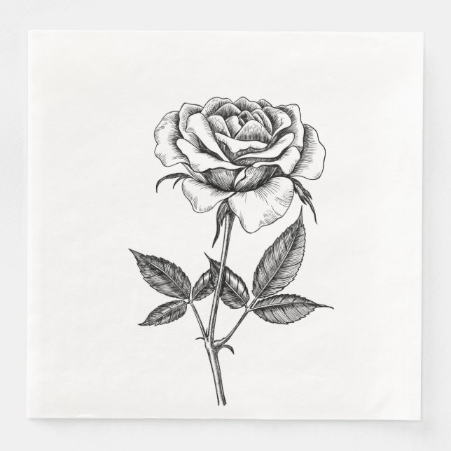 Servilleta De Papel De Cena dibujo Rosa (Anverso)