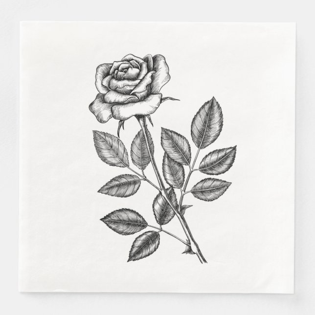Servilleta De Papel De Cena dibujo Rosa 2 (Anverso)