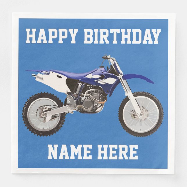 Servilleta De Papel De Cena Dirt Bike Blue Birthday Sport Napkins (Anverso)