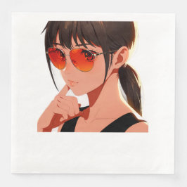 Servilleta De Papel De Cena Diseño audaz y lúdico de chica animado