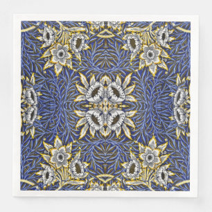 Servilleta De Papel De Cena Diseño de Tulipán y Sauce Azul y Dorado de William