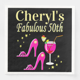 SERVILLETA DE PAPEL DE CENA DISEÑO DIVA DE 50 CUMPLEAÑOS DE ROSA POPULAR