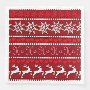 Servilleta De Papel De Cena Diseño festivo de copos de nieve y renos