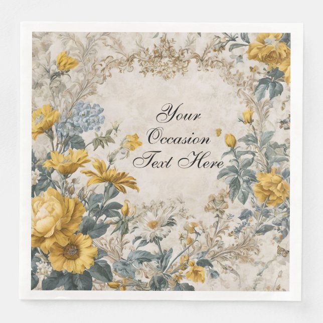 Servilleta De Papel De Cena Diseño Floral Botánico (Anverso)