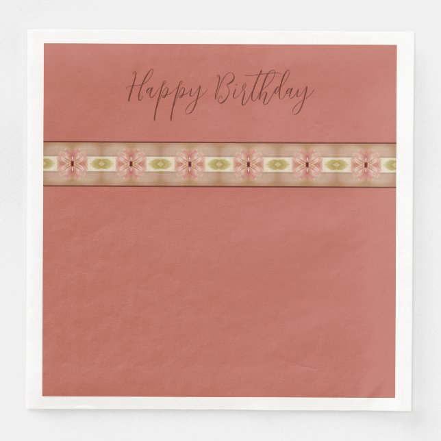 Servilleta De Papel De Cena Diseño floral con tintas (Anverso)