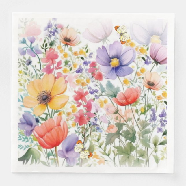 Servilleta De Papel De Cena Diseño floral de verano en bonito (Anverso)