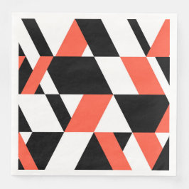Servilleta De Papel De Cena Diseño geométrico rojo-negro, moderno, moderno y m