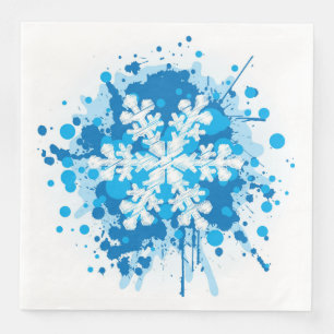 Servilleta De Papel De Cena Diseño salpicado del copo de nieve del navidad de