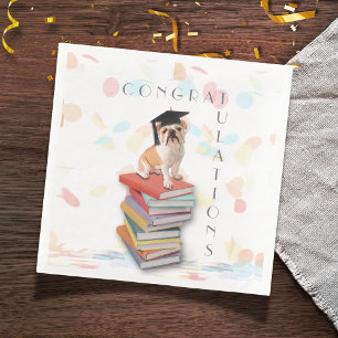 Servilleta De Papel De Cena Divertido partido de graduación de Bulldog Napkin