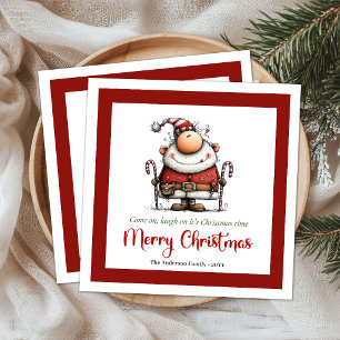 Servilleta De Papel De Cena Diviértete con Santa Claus caprichoso y divertido 