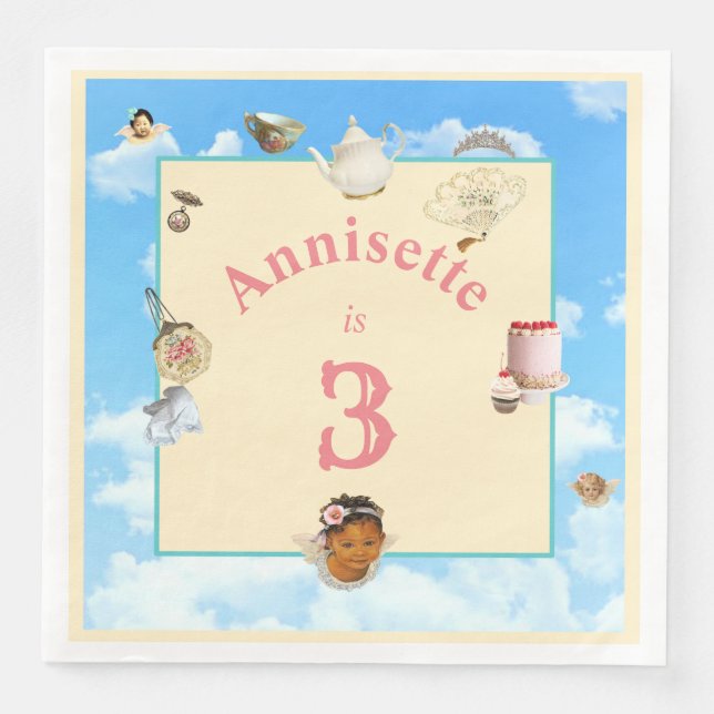 Servilleta De Papel De Cena Dolly Tea Fiesta 8" Napkin - Ángel Negro (Anverso)