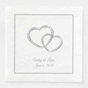 Servilleta De Papel De Cena Dos corazones Bodas de servilletas de papel