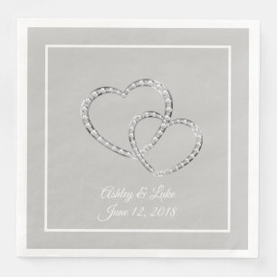 Servilleta De Papel De Cena Dos corazones Bodas de servilletas de papel