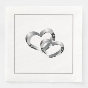 Servilleta De Papel De Cena Dos corazones Bodas de servilletas de papel