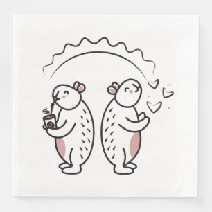Servilleta De Papel De Cena Dos lindos capybaras negras