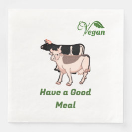 Servilleta De Papel De Cena Dos vacas con hoja con logotipo vegan personalizad