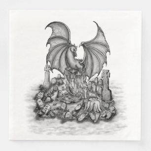 Servilleta De Papel De Cena Dragón con zombi
