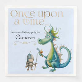 Servilleta De Papel De Cena Dragón de hadas para niños y azul caballero