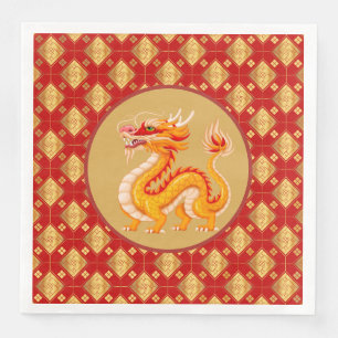 Servilleta De Papel De Cena Dragón Dorado 