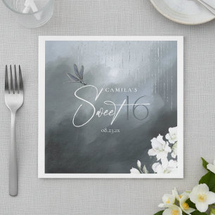 Servilleta De Papel De Cena Dragón Libélula Floral Dulce 16 Azul ID1310