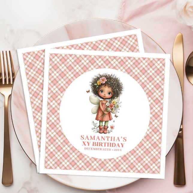 Servilleta De Papel De Cena Dreamy Cute Fairy Blush Flowers 2nd Birthday  (Dreamy Cute Fairy Blush Flowers 2nd Birthday Napkins)