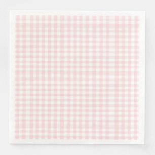 Servilleta De Papel De Cena Ducha de bebé con arco rosa y gingham preppy