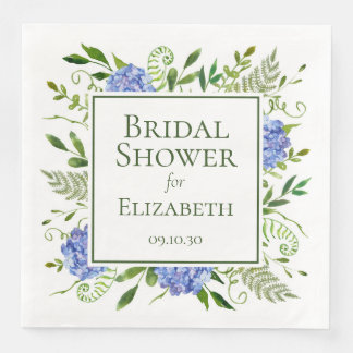 Servilleta De Papel De Cena Ducha de Novia Hortensias Azules