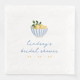 Servilleta De Papel De Cena Ducha de Novia Minimalista de Limones Azules y Ama