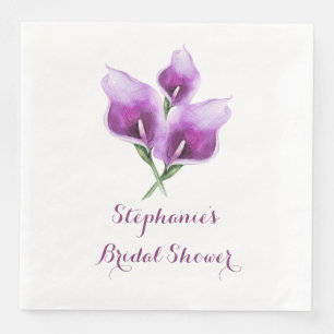 Servilleta De Papel De Cena Ducha Morada de Brigada Floral de Calla Lily