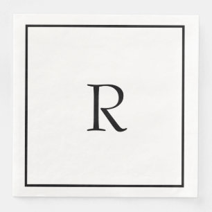 Servilleta De Papel De Cena Ducha nupcial Monogramas Nombre Boda blanco negro
