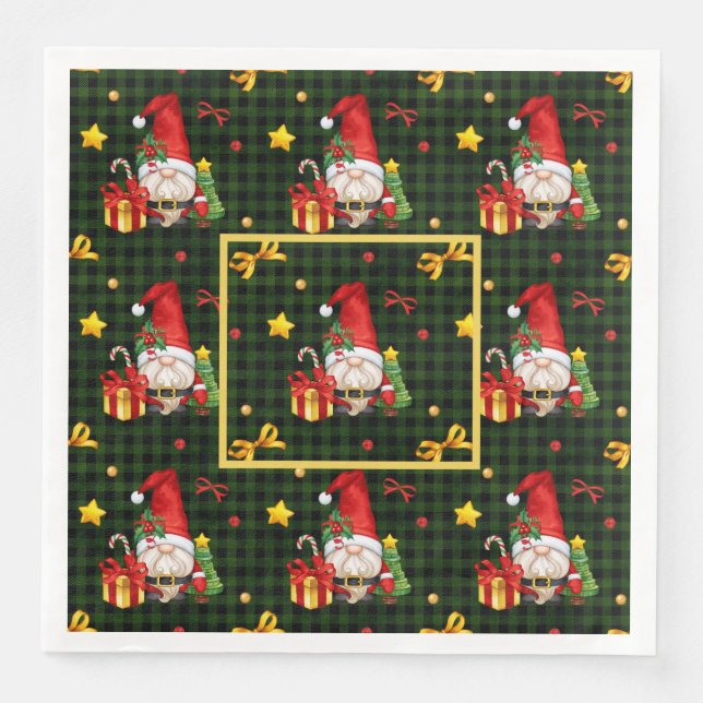 Servilleta De Papel De Cena Duende de Santa (Anverso)