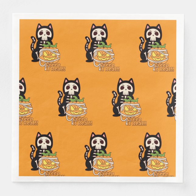 Servilleta De Papel De Cena 🎃 Duerme Las Servilletas 🐱 (Anverso)